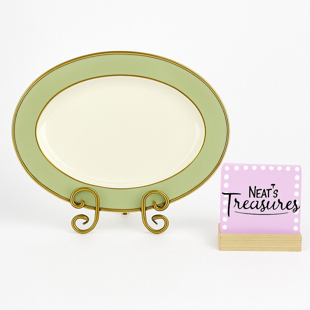TS&T Taylor Smith & Taylor CLASSIC HERITAGE CELADON GREEN 11.5" Oval Platter